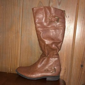 Brown leather riding boots